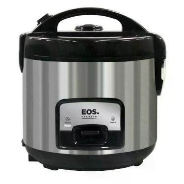 Imagem de Panela Elétrica De Arroz Eos 10 Xicaras Inox Preta Tampa Vidro Clear G
