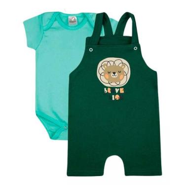 Imagem de Conjunto Bebe Menino 2 Peças Jardineira Body Curta Algodão Tamanho:p -
