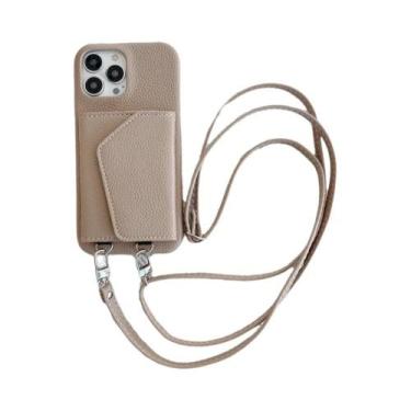 Imagem de Capa De Telefone De Couro Com Alça Transversal Para iPhone 15 14 13 12