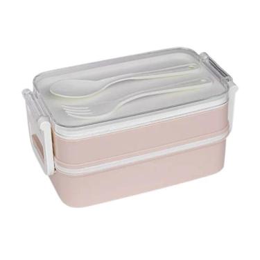 Imagem de Marmita Pote Lancheira 2 Andares Bento Box 900ml Porta Talher - Koisas