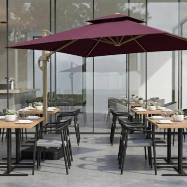 Imagem de Ombrelone Premium com Base Vinho 3x3m para Restaurante e Bares - Open 