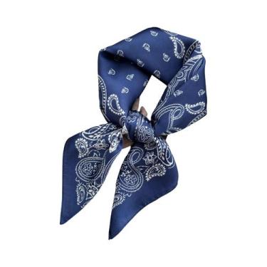 Imagem de Lenço Quadrado Elegante Para Mulheres Em Cetim Macio Com Estampa De Li