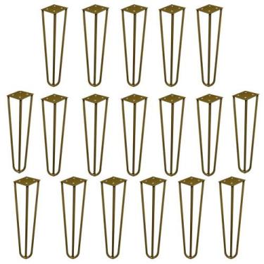 Imagem de Kit 18 Pés de Metal 25 CM Hairpin Legs Rack e Puffs Dourado G41 - Gran