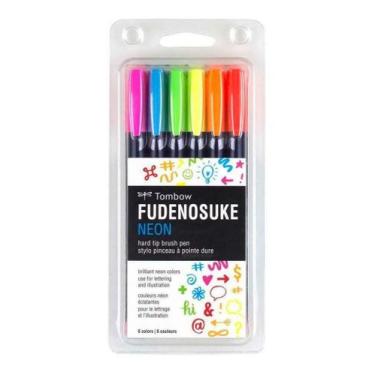 Imagem de Est Canetas Fudenosuke Neon Colors C/6 Cores Tombow