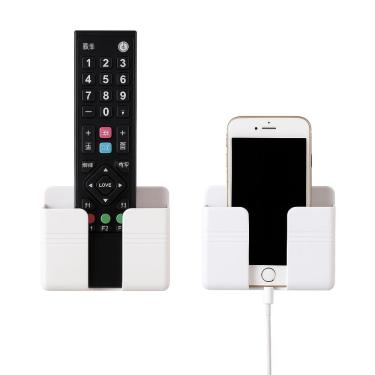 Imagem de Suporte de Parede para Celular e Controle Remoto Multiuso Plástico Adesivo Branco Utibom