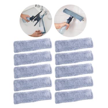 Imagem de Kit 10 Refil de Almofada para Rodo Limpa Vidros Esfregão Spray em Poliéster Alta Absorção Cinza Lyor