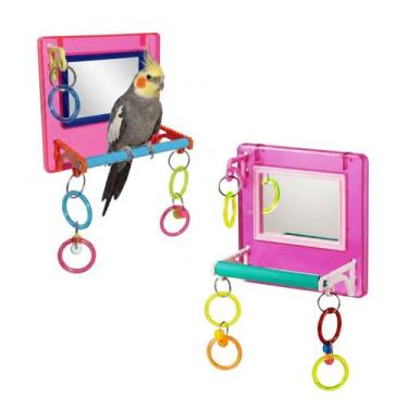 Imagem de 2 Brinquedo Multiplay Diversão c/ Poleiro e Espelho Bird Toy Playgroun