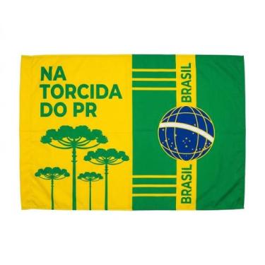 Imagem de Bandeira Tecido Brasil Torcida Paraná 50x70 Sem Haste - Senhor Preço