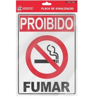 Imagem de Placa de sinalizacao Proibido Fumar 15x20cm - Grespan, 17cm