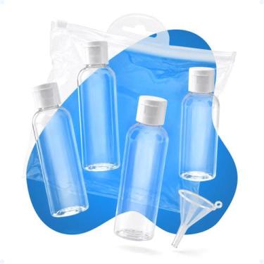 Imagem de Kit De 4 Frascos Para Viagem 6 Peças Creme Cosméticos Mala - Hxt