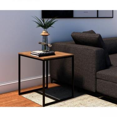 Imagem de Mesa Lateral Quadrada Line Preto - Devan Móveis