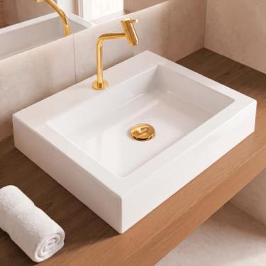 Imagem de Cuba Pia de Apoio Sobrepor Retangular 47x37 Branca Banheiro Lavabo Beltempo BT-2727