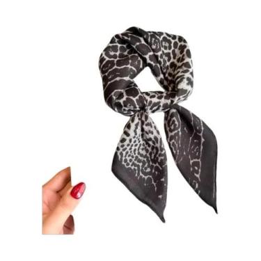 Imagem de Lenço De Cetim Quadrado Com Estampa De Leopardo De 70cm Para Mulheres,