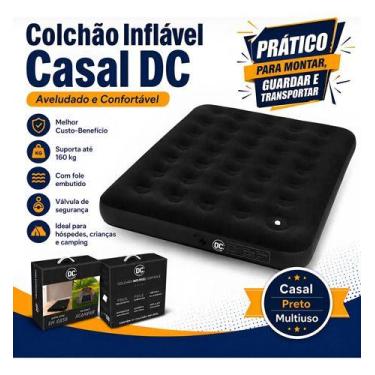 Imagem de Colchão Inflável Casal Com Inflador Embutido 160kg Dc