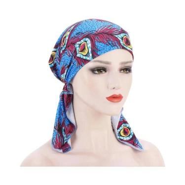 Imagem de Turbante Muçulmano Com Estampa Moderna, Lenço De Cabeça Com Cauda Long