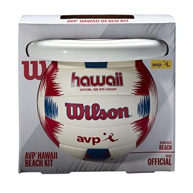 Imagem de WILSON Kit de vôlei AVP Havaí para uso ao ar livre - tamanho oficial, marrom/azul/branco