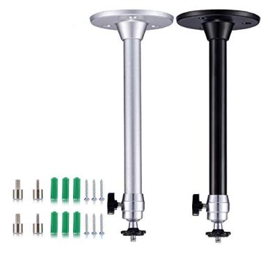 Imagem de Yizerel Conjunto de 2 mini projetor de teto, tubos ajustáveis para montagem de projetor de teto com cabeças rotativas de 360 graus, 3 tamanhos de cabeças de montagem e acessórios de parafusos