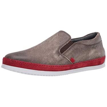 Imagem de Marc Joseph New York Barco masculino de couro luxuoso com detalhe de corda veneziana, Jeans marrom/vermelho, 40