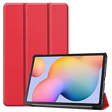 Imagem de Caso ultra slim Para Samsung Galaxy Tab S6 Lite 10.4" (SM-P610 / 615) Estar comprimido de caixa de comprimido PC Difícil Coverwith Trifold & Auto Wakesleep Capa traseira da tabuleta (Color : Red)