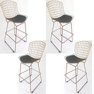 Imagem de Kit 4 Banquetas BERTOIA cobre assento preto - Poltronas do Sul