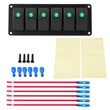 Imagem de 12-24V 6 Gang Rocker Switch Panel, LED Light Bar Interruptor Painel Impermeável Design Profissional para Carro RV Barco Iate Marinho (verde)