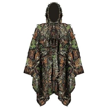 Imagem de scosao Ghillie Suit Camuflado Poncho de caça para homens, roupas de floresta de folhas 3D para observação de pássaros, treinamento militar CS, jogos ao ar livre, fotografia de vida selvagem Airsoft