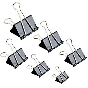 Imagem de Grampos de papel para grampos de papel para papel 260 peças, presilhas de papel, tamanhos sortidos (preto), Preto, 120Pack