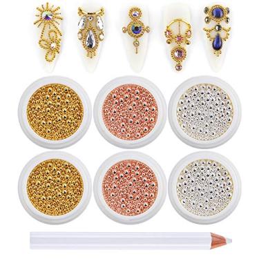 Imagem de Miçangas de caviar de unhas 3D para arte de unhas em metal mini contas de bola de prego ouro rosa prata ouro pregos DIY decoração acessórios multitamanho