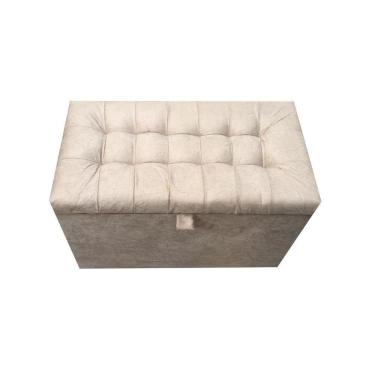 Imagem de Puff Baú Retangular Para Sala, Quarto C/ Pistão Á Gás - Bege Claro