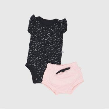 Imagem de Conjunto Body Preto e Shorts Rosa Estampa Love Baby Gut