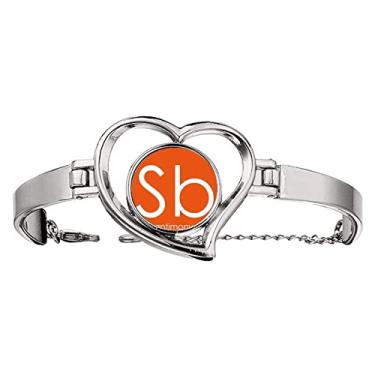Imagem de N/A N/A Bracelete de arame para joias de coração com símbolo de Antimônio Semetal e Antimônio Sb da Chestry Elements, medium, metal