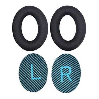 Imagem de Wemay Fone de ouvido montado na cabeça Almofadas de ouvido de espuma de memória de substituição Almofadas de ouvido macias e respiráveis Compatível com Bose QC25 QC15 QC35 Azul