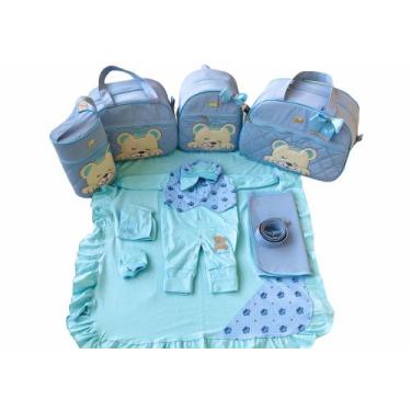 Imagem de Kit Bolsa Maternidade 5 Peças Completo Frasqueira Térmica Azul Bebê Co