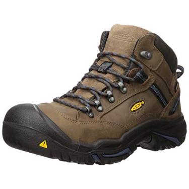 Imagem de Bota de trabalho masculina de couro prova d' gua KEEN Utility Braddock AL Mid (bico de a o), Bison/Ensign Blue, 7.5