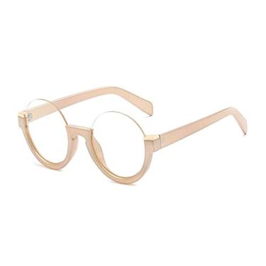 Imagem de Óculos de sol femininos redondos sem aro fashion com gradiente retrô lentes transparentes armação sombras uv400,5, china