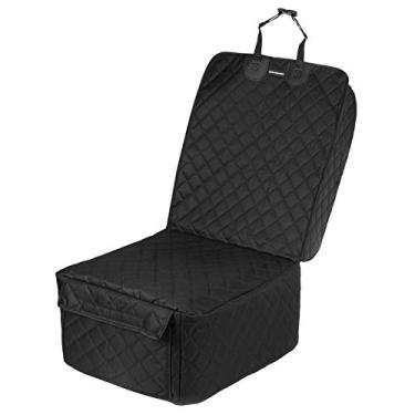Imagem de FATTY CHOWCHOW Capas de assento de carro para cães capa de assento frontal com abas laterais, protetor de assento de carro 100% impermeável para animais de estimação, antiderrapante, durável para carros, caminhões e SUVs (preto)