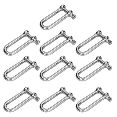 Imagem de Cabos em forma de D 304 aço inoxidável à prova de ferrugem parafusos de âncora pesados corrente de pino conector de corda de fio com parafuso de olhal reto corrente de aço curto (10 peças manilhas M4)
