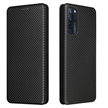 Imagem de YUNCHAO Caixa de telefone Para ZTE AXON 20 5G / 4G Fibra de Carbono Textura Magnética Flip Horizontal TPU + PC + Caixa de Couro PU com Slot para Cartão capa para celular