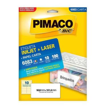 Imagem de Etiqueta Pimaco Carta Inkjet E Laser 6083 C/ 100 Etiquetas