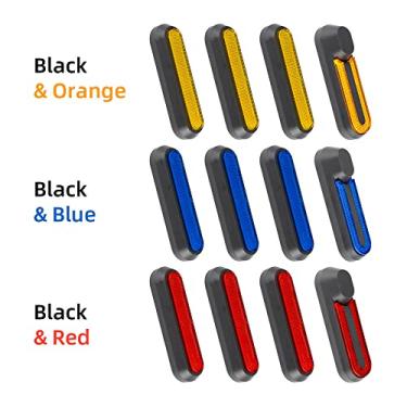 Imagem de Tiras Refletivas de Garfo,Conjunto de 4 Cubos de Roda de Scooter Elétrica Tampa Forquilha Tiras Refletivas Tampa Decorativa Lateral da Roda com Parafusos Compatível com M365 PRO PRO2 1S