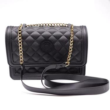 Imagem de Bolsa Moleca Matelasse Transversal Satchel Alça Corrente Tira Colo - 50024.1 (Preto)