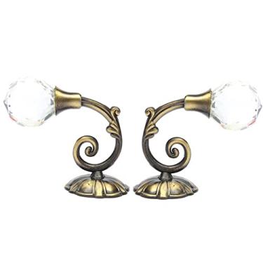 Imagem de 1 Par Grandes Ganchos de Cortina de Bola de Cristal de Metal Borla Amarração de Parede Suporte de Cabide de Armazenamento Acessório de Cortina de Casa 60 x 79mm, bronze