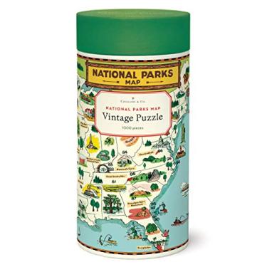 Imagem de Cavallini Papers & Co. Quebra-cabeça de 1.000 peças, mapa dos parques nacionais, multi