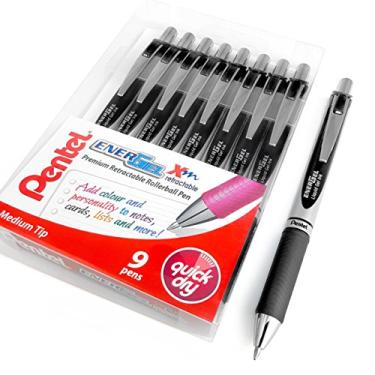 Imagem de Pentel EnerGel XM BL77 – Caneta retrátil de tinta de gel líquido – 0,7 mm – 52% reciclada – Carteira de 9 – Preta