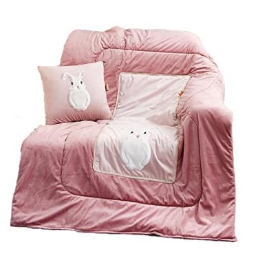 Imagem de Yajun Travesseiro de viagem 2 em 1 almofada de coelho tapete de cochilo de carro de escritório para descanso conforto de uso duplo suporte de pescoço compacto para férias, rosa, 1