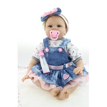 Imagem de Bebê reborn bonecas,Boneca Reborn Realista menina, 20 polegadas 50cm Corpo de pano não pode tomar banho,Silicone De braço, cabeça pernas bonecas recém-nascidas Pele Com Pintura 3d Com Roupas