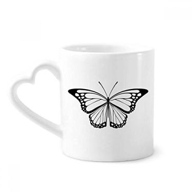Imagem de Caneca de amostra de borboleta preta simples caneca de café cerâmica copo de coração de vidro