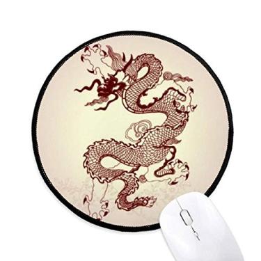 Imagem de DIYthinker Mouse pad retrato animal dragão chinês desktop escritório tapete redondo para computador
