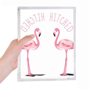 Imagem de Caderno de flamingos Hitched para casais, diário de folhas soltas, recarregável, papelaria