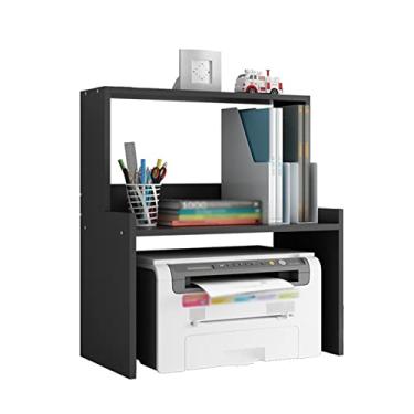 Imagem de KIZQYN Suporte de impressora Prateleira de armazenamento de mesa de escritório com copiadora de agulhas multifuncional de camada dupla suporte de armazenamento doméstico Impressora de mesa (Cor: 1)